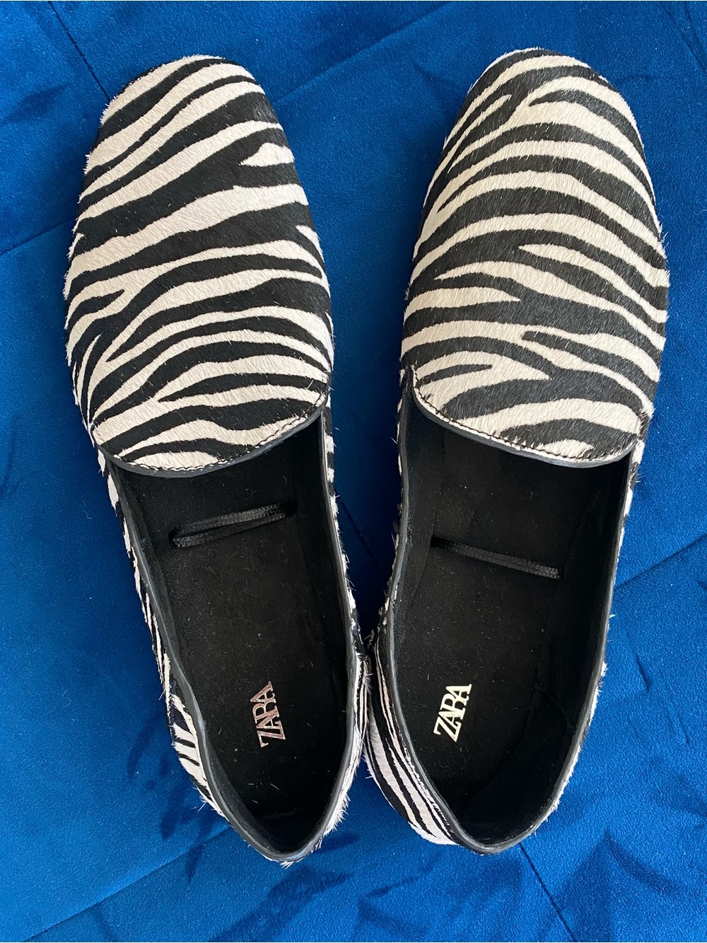 Zara Zebra-Print Slip-On Loafers - Black & White